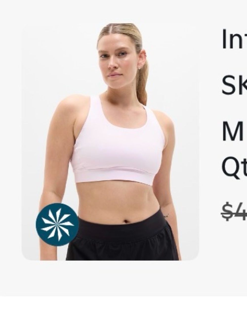 Athleta Pale Pink Light Support Sports Bra M D-DD+